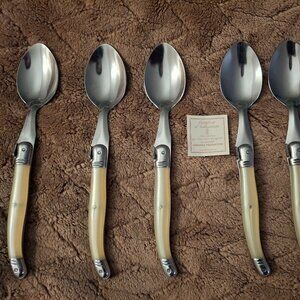 6 Jean Dubost LAGUIOLE IVORY France 8 3/8" Soup Spoons